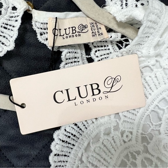 Club L London Maxi Dress Women Size 2 lace Crochet V Neck white Gown Asos b3 - Picture 13 of 14